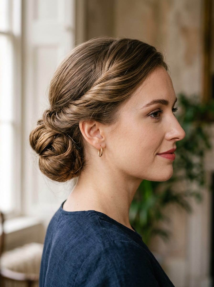 Eleganter Side-Twist Updo - Hochsteckfrisur für lange Haare
